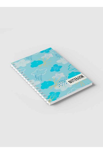 LOWHA Spiral Notebook with Front and Back Hard Covers Featuring Rain Doodle Design