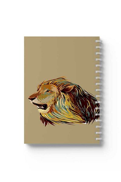 LOWHA Spiral Notebook with Front and Back Hard Covers Featuring Lion Design