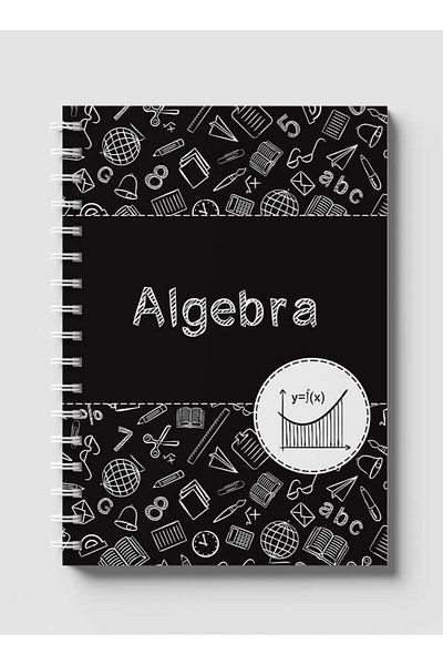 LOWHA Spiral Notebook with Front and Back Hard Covers Featuring Algebra Design