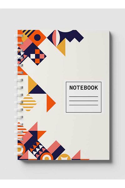 LOWHA Spiral Notebook with Front and Back Hard Covers Featuring Flat Mosiac Design