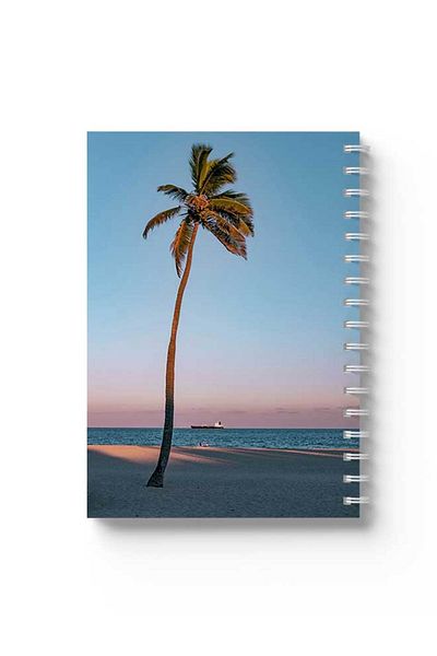 LOWHA Spiral Notebook with Front and Back Hard Covers Featuring Palm Beach Design