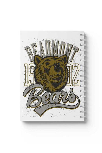 LOWHA Spiral Notebook with Front and Back Hard Covers Featuring Beaumont Bear Design