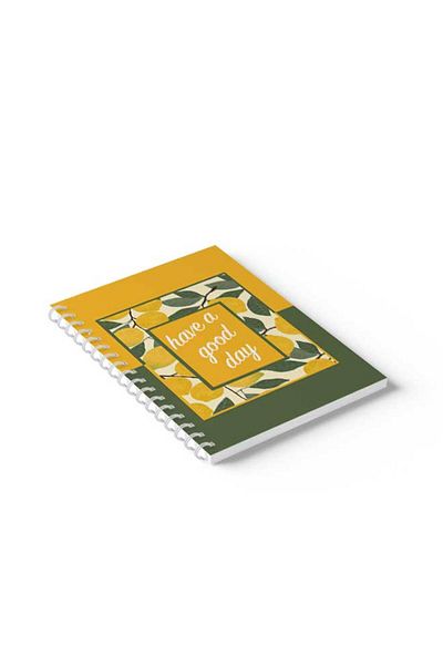 LOWHA Spiral Notebook with Front and Back Hard Covers Featuring Have A good Day with Lemon Design