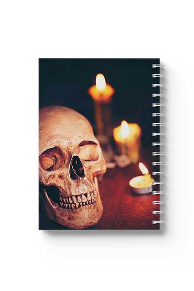 LOWHA Spiral Notebook with Front and Back Hard Covers Featuring Skull Design