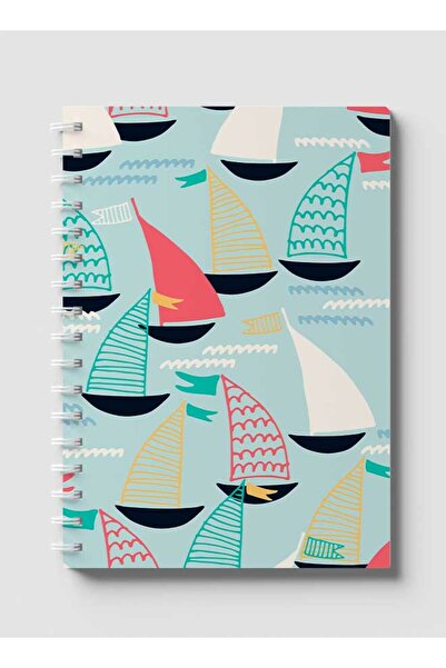 LOWHA دفتر ملاحظات حلزوني مع غلافين أمامي وخلفي صلبين بتصميم قارب شراعي