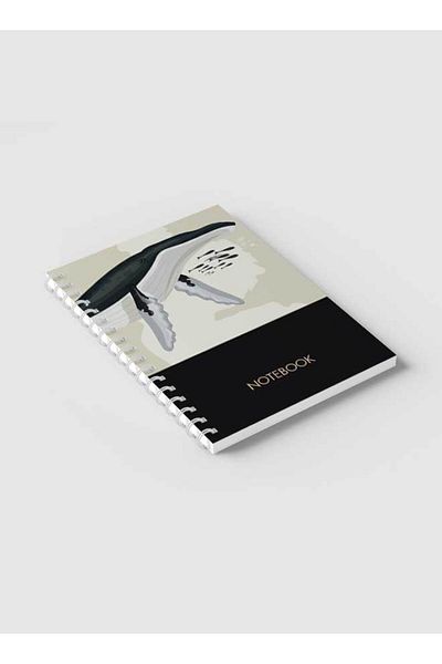 LOWHA Spiral Notebook with Front and Back Hard Covers Featuring Whale & Fishes Design