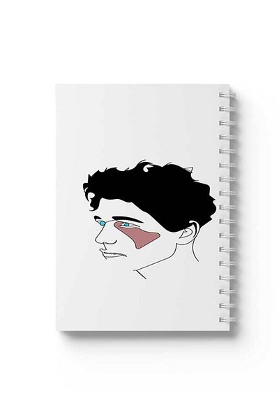 LOWHA دفتر ملاحظات حلزوني مع غلافين أمامي وخلفي صلبين بتصميم رجل مطلي
