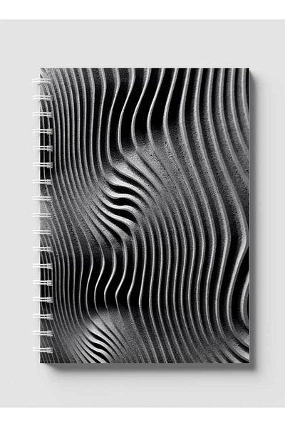 LOWHA Spiral Notebook with Front and Back Hard Covers Featuring Abstract Concrete Wavy Lines Design