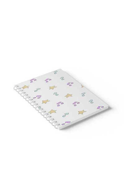 LOWHA Spiral Notebook with Front and Back Hard Covers Featuring Music And Stars Design