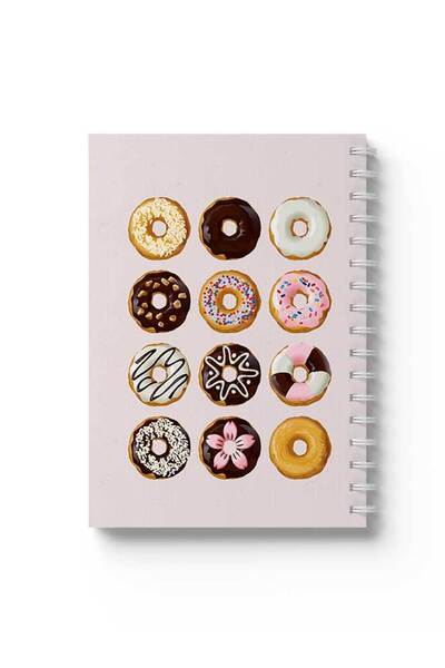 LOWHA دفتر ملاحظات حلزوني مع غلافين أمامي وخلفي صلبين بتصميم دوناتس