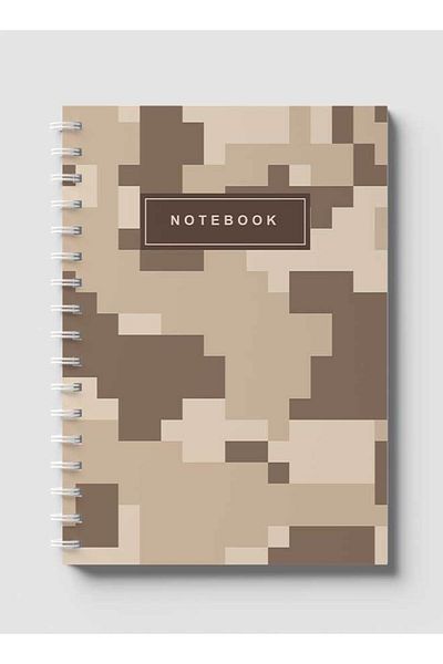 LOWHA Spiral Notebook with Front and Back Hard Covers Featuring Dessert Camouflage Design