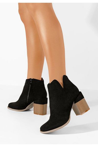 B T Shoes Botine cu toc gros Paletia negre