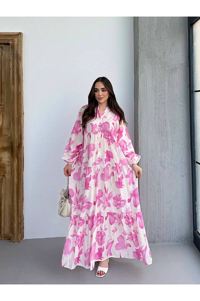 JESSE STORY Women's Hijab Dress Modal Fabric Floral Pattern Dress