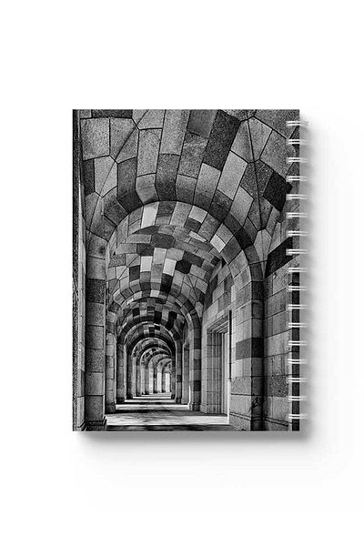 LOWHA Spiral Notebook with Front and Back Hard Covers Featuring Long Hall Design