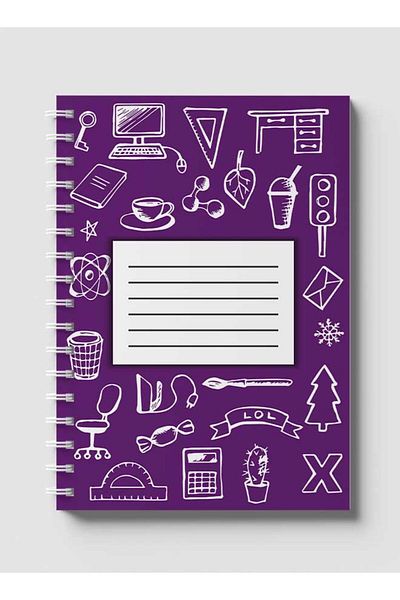 LOWHA Spiral Notebook with Front and Back Hard Covers Featuring Back to School Light Violet Design