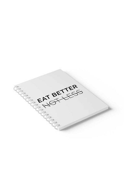 LOWHA Spiral Notebook with Front and Back Hard Covers Featuring Eat Better Not Less Design