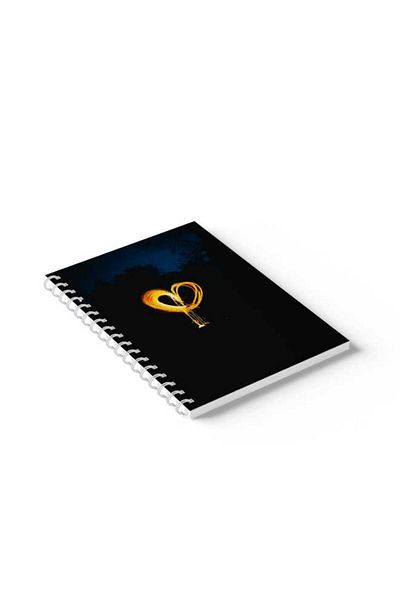 LOWHA Spiral Notebook with Front and Back Hard Covers Featuring Fire Works Design
