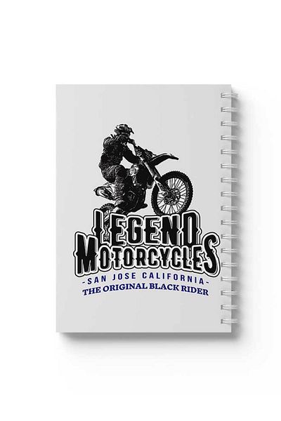 LOWHA Spiral Notebook with Front and Back Hard Covers Featuring Legend Motorcycle Design