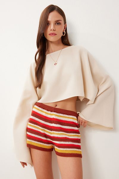 Lovelyİstanbul Bat Sleeve Crop Muslin Blouse