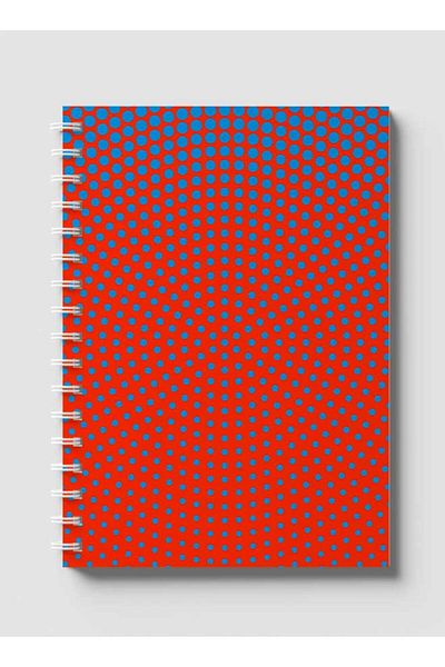LOWHA Spiral Notebook with Front and Back Hard Covers Featuring Circular Halftone Blue Design