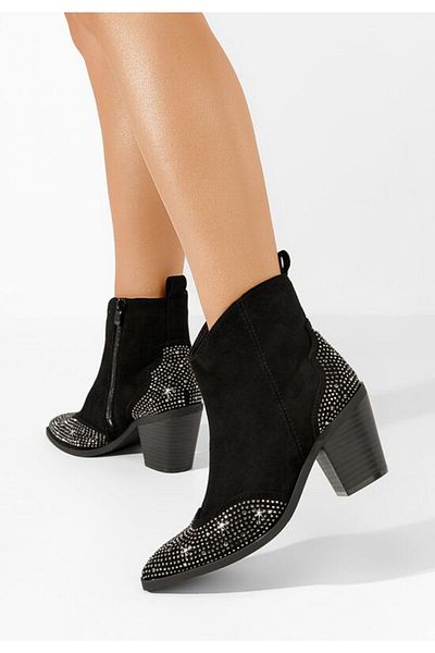 B T Shoes Black Messina chunky heel ankle boots