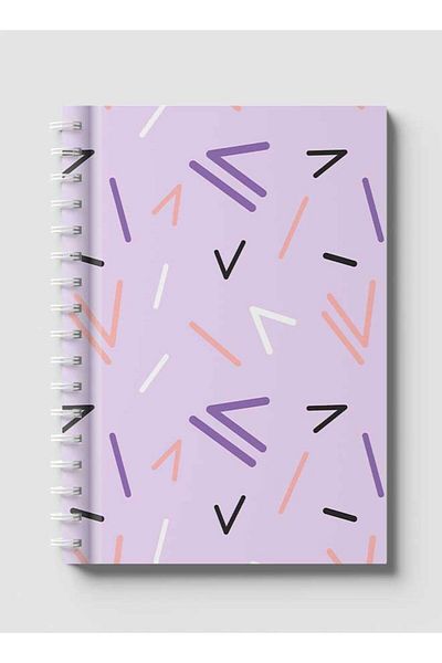 LOWHA Spiral Notebook with Front and Back Hard Covers Featuring Memphis Abstract Shapes Design