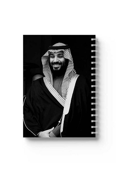 LOWHA دفتر ملاحظات حلزوني مع غلافين أمامي وخلفي متينين يحمل تصميم القائد محمد بن سلمان