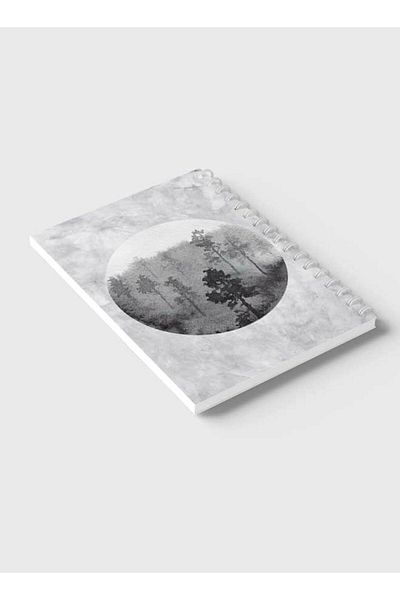 LOWHA Spiral Notebook with Front and Back Hard Covers Featuring Moon Design