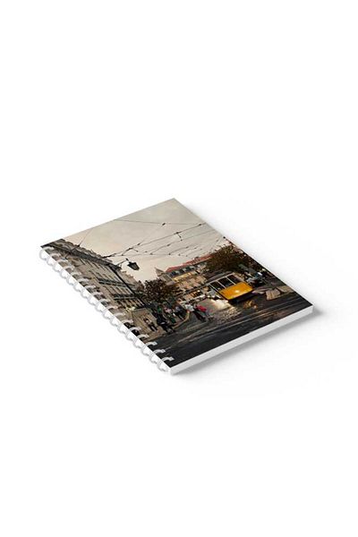 LOWHA Spiral Notebook with Front and Back Hard Covers Featuring Part of the City Design