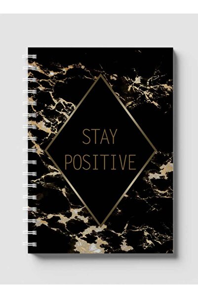 LOWHA دفتر ملاحظات حلزوني مع غلافين أمامي وخلفي صلبين بتصميم Stay Positive