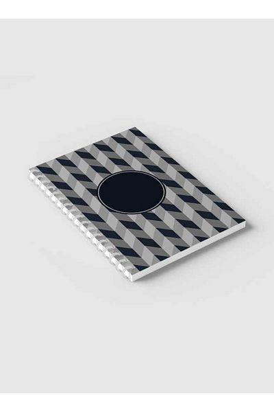 LOWHA Spiral Notebook with Front and Back Hard Covers Featuring Polygonal Style Design