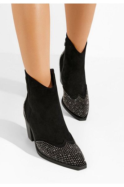 B T Shoes Black Messina chunky heel ankle boots