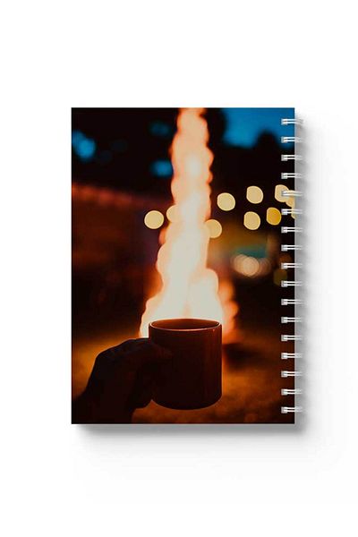 LOWHA Spiral Notebook with Front and Back Hard Covers Featuring Fire Camp Design
