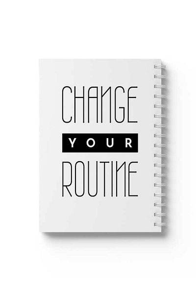 LOWHA Spiral Notebook with Front and Back Hard Covers Featuring Change Your Routine Design