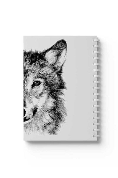 LOWHA Spiral Notebook with Front and Back Hard Covers Featuring Husky Design