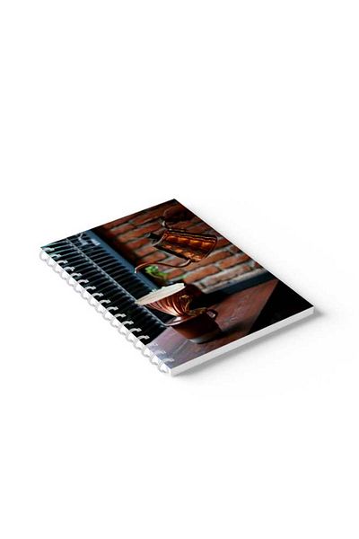 LOWHA Spiral Notebook with Front and Back Hard Covers Featuring Coffee Design