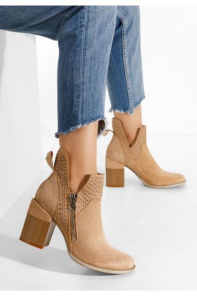 B T Shoes Esperanza khaki heeled ankle boots