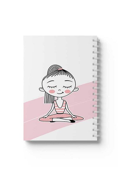 LOWHA Spiral Notebook with Front and Back Hard Covers Featuring Girl Yoga Design