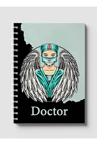 LOWHA دفتر ملاحظات حلزوني مع غلافين أمامي وخلفي صلبين، يحمل صورة طبيب بتصميم ...