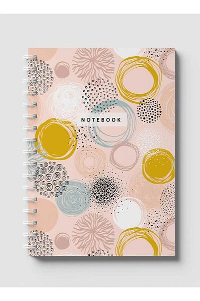 LOWHA Spiral Notebook with Front and Back Hard Covers Featuring Abstract Shapes Design
