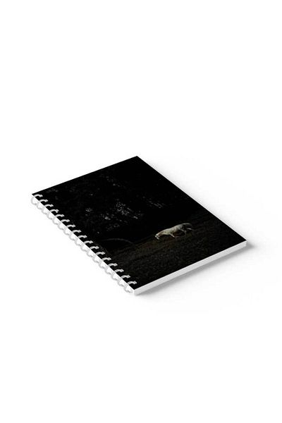 LOWHA Spiral Notebook with Front and Back Hard Covers Featuring White Horse Design