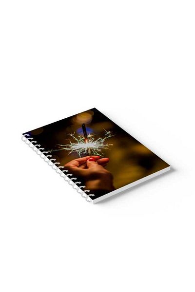 LOWHA Spiral Notebook with Front and Back Hard Covers Featuring Spark Design
