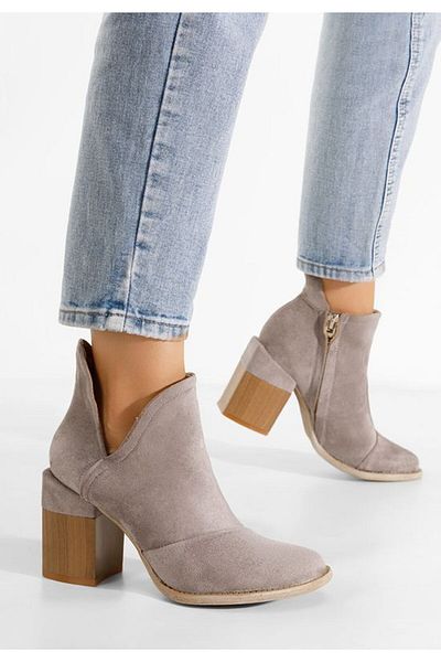 B T Shoes Condesa grey chunky heel ankle boots