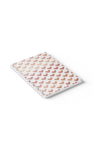 LOWHA Spiral Notebook with Front and Back Hard Covers Featuring Small Hearts Design