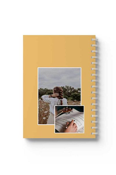 LOWHA Spiral Notebook with Front and Back Hard Covers Featuring Girl with Music Design