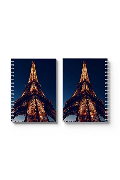 LOWHA دفتر ملاحظات حلزوني مع غلافين أمامي وخلفي صلبين بتصميم برج إيفل