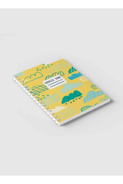 LOWHA Spiral Notebook with Front and Back Hard Covers Featuring Geometric Drawing Clouds Design