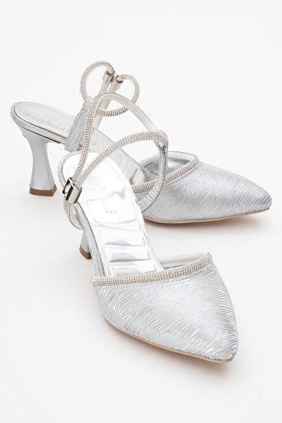 CCWAY AYAKKABI Pantofi de damă cu toc de piatră SILVER WATER