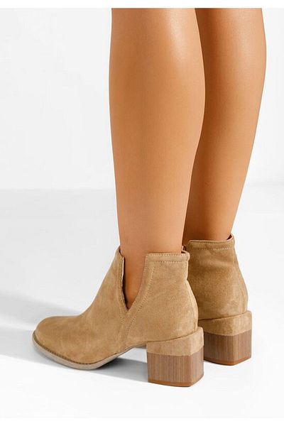 B T Shoes Botine cu toc gros Vesima kaki