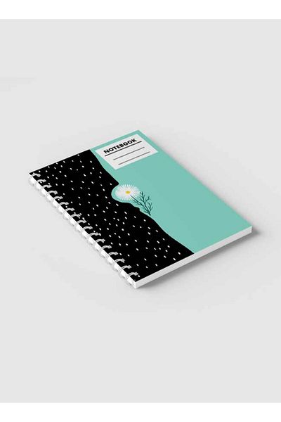 LOWHA Spiral Notebook with Front and Back Hard Covers Featuring Floral & Dots Design